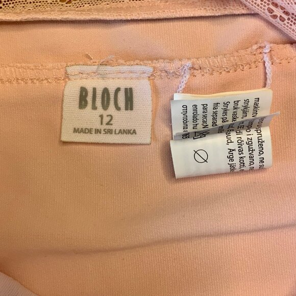 BLOCH Ballet Leotard Girls 12 Pale Pink Mesh Back Sleeveless Dance Leo Floral - Picture 6 of 6
